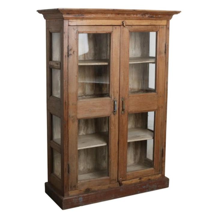 Vitrinekast teak India 113*47*159 cm Sale 30%, Huis en Inrichting, Kasten | Vitrinekasten, Nieuw, 150 tot 200 cm, 50 tot 100 cm