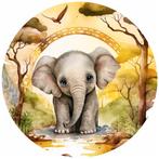 Baby Jungledieren Muurcirkel Olifantje - zelfklevend - mat, Kinderen en Baby's, Verzenden, Nieuw, Wanddecoratie