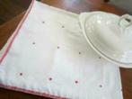 Oud stippen handmade kleedje kussensloop rood wit polkadot, Ophalen of Verzenden