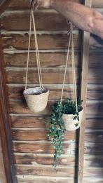 Set van 2 rieten mandjes en 1x hangplantje, Overige materialen, Gebruikt, Minder dan 30 cm, Minder dan 60 cm