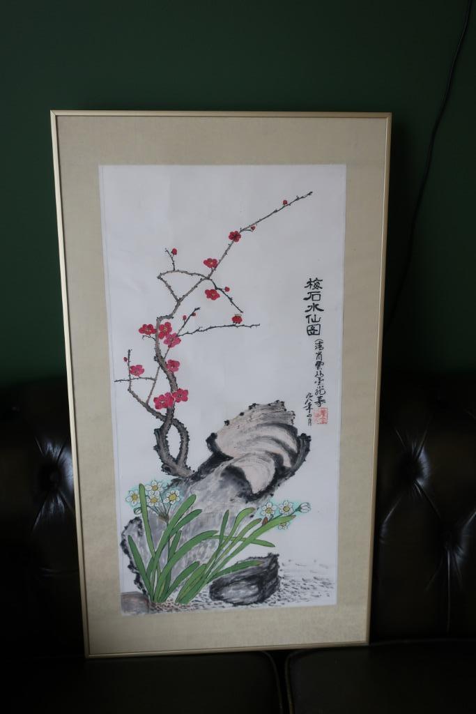 zijde japan schilderij maan van kute - Qian Xiaoyun Shao Sta, Antiek en Kunst, Kunst | Niet-Westerse kunst, Ophalen of Verzenden