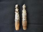 Set oude zilveren kris keris heften man vrouw nu flesstopper, Antiek en Kunst, Ophalen of Verzenden, Zilver