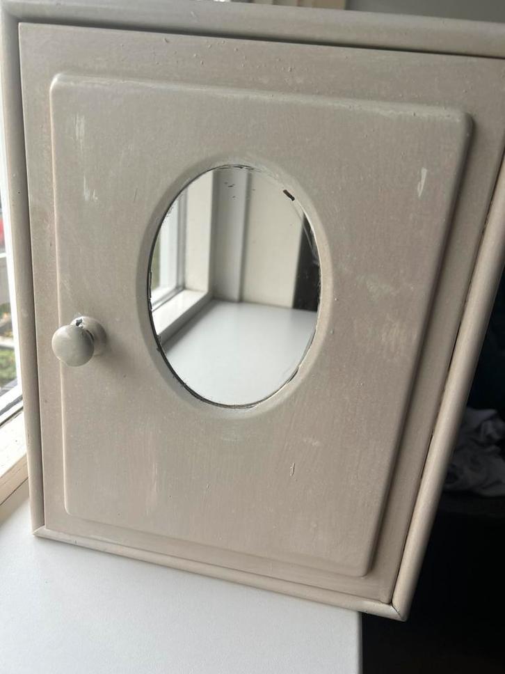 Vintage Wandkastje met Spiegel, Huis en Inrichting, Kasten | Dressoirs, Gebruikt, Minder dan 50 cm, Minder dan 25 cm, Met deur(en)