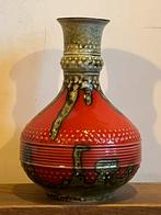 Vintage vaas Eschenbach Bavaria – rood groen, Ophalen of Verzenden, Zo goed als nieuw, Aardewerk of Porselein, Minder dan 50 cm