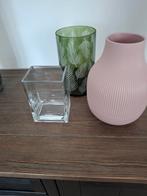 Mooi setje vazen/ windlicht., Ophalen, Nieuw, Glas, Minder dan 50 cm