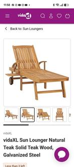 Sun Lounger Natural Teak (vidaXL) Solid Teak Wood, Galvanize, Tuin en Terras, Tuinsets en Loungesets, Ophalen