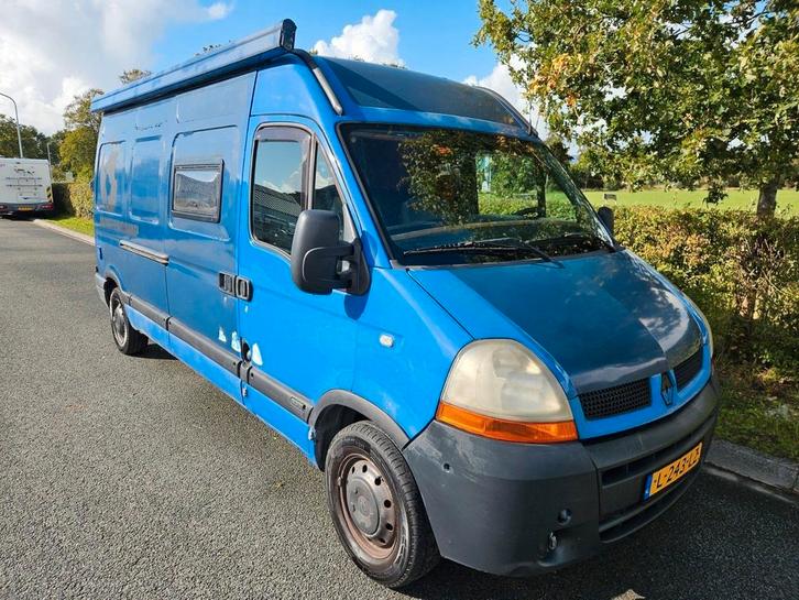 Renault 2005 Blauw lange uitvoering Euro4, Cruise, 2e accu, Auto's, Bestelauto's, Particulier, Renault, Diesel, Euro 4, Handgeschakeld