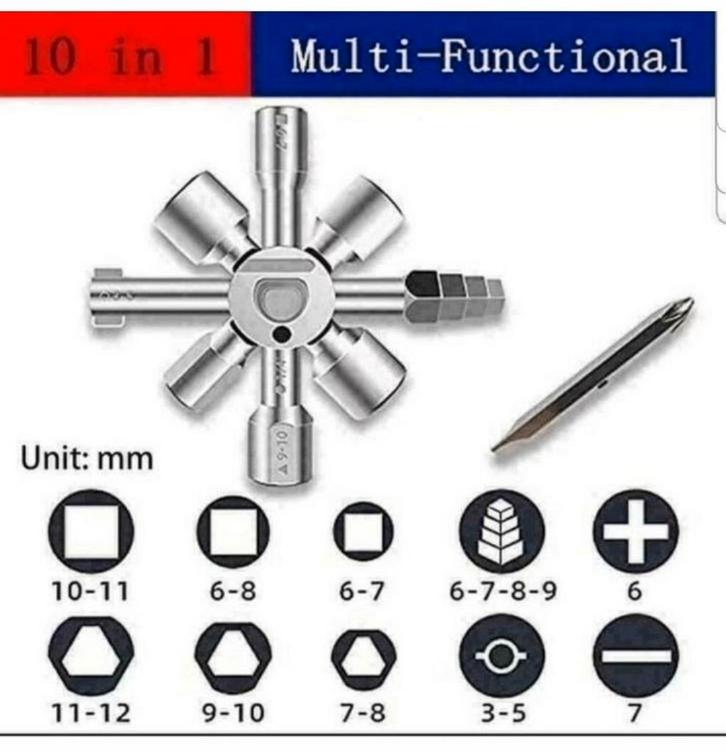 Watermeter Ventiel Sleutel 10-In-1 Multifunctionele €15,00, Doe-het-zelf en Verbouw, Sanitair, Nieuw, Ophalen of Verzenden