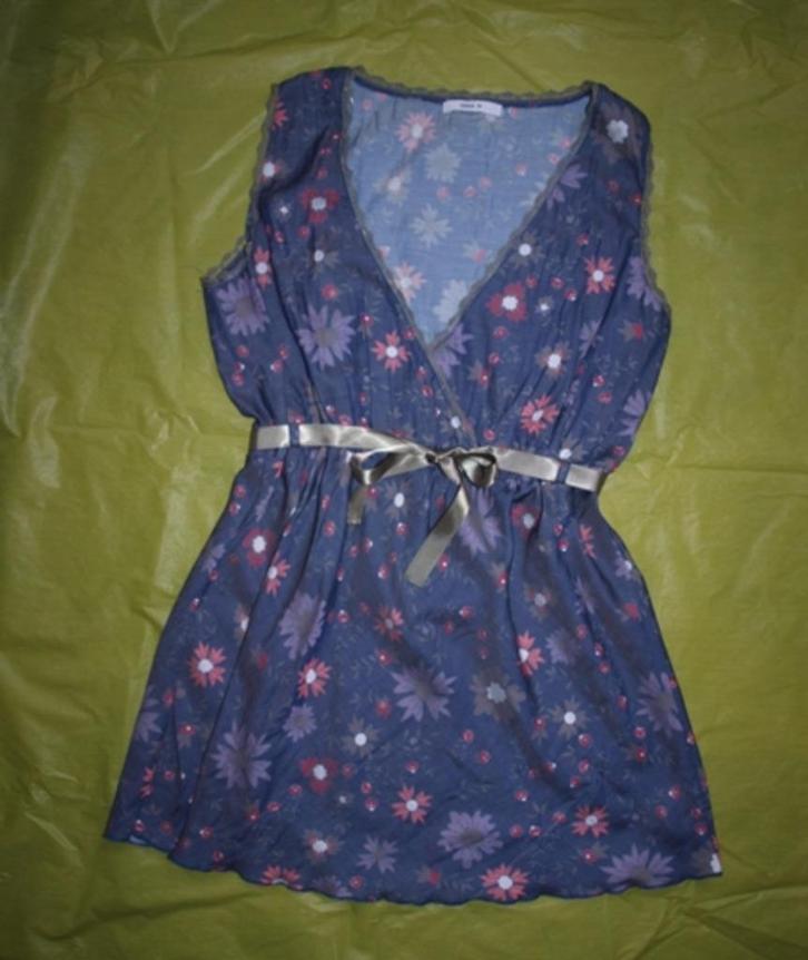 Blauwe Bloementuniek HEMA (M), Kleding | Dames, Blouses en Tunieken, Zo goed als nieuw, Maat 38/40 (M), Blauw, Ophalen of Verzenden