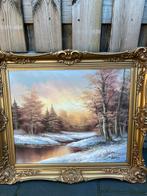 Schilderij Winterlandschap met Gouden Lijst, Ophalen of Verzenden
