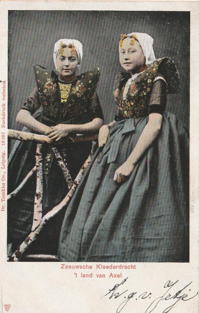 AXEL Zeeuwsche Klederdracht Land van Axel 1905, Verzamelen, Ansichtkaarten | Nederland, Gelopen, Zeeland, Voor 1920, Verzenden