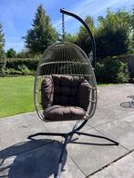 Hangstoel ei met standaard voor in de tuin - cocoonstoel, Ophalen, Zo goed als nieuw, Rotan, Inklapbaar