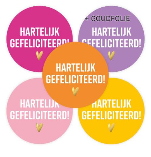 Sluitstickers Hartelijk Gefeliciteerd hartje per 5 stickers, Hobby en Vrije tijd, Stickers en Plaatjes, Nieuw, Meerdere stickers