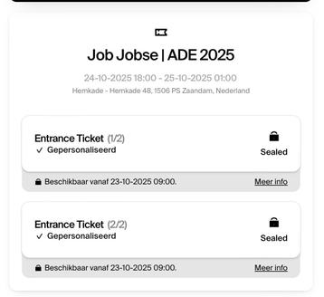 4 tickets voor Job Jobse @ Hemkade 24 oktober ADE 2025 beschikbaar voor biedingen