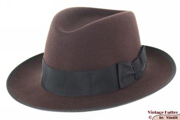 Gleufhoed Stetson Hand-Crafted kastanjebruin vilt 55,5 NEW beschikbaar voor biedingen