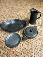 Set antieke tinnen items; o.a. maatbeker schaal serveerkom, Ophalen of Verzenden