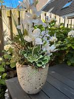 Kunstbloemen in vaas, Huis en Inrichting, Woonaccessoires | Vazen, Ophalen, Steen, 50 tot 75 cm, Wit