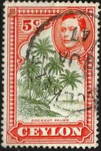 1938 ev Ceylon KGVI 5C gebruikt, Verzenden, Gestempeld, Zuid-Azië
