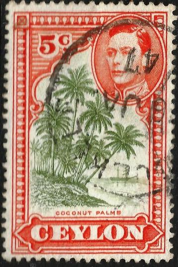1938 ev Ceylon KGVI 5C gebruikt beschikbaar voor biedingen