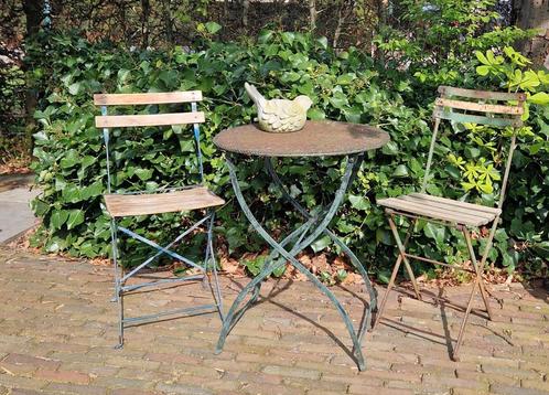 Authentiek oud stevig Frans Bistroset bistro set bistrosetje, Antiek en Kunst, Curiosa en Brocante, Ophalen