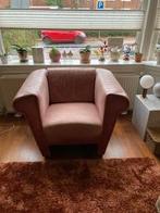 Donkerrode leren fautieul, Huis en Inrichting, Ophalen, Gebruikt, Minder dan 75 cm, Leer