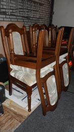 8 eetkamer stoelen midden eiken + massief eiken eettafel, Ophalen, Hout, Gebruikt, Overige kleuren