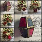 Antieke kerstbal lampionnetjes, uitvouwbaar (2x) van ijzer, Ophalen of Verzenden