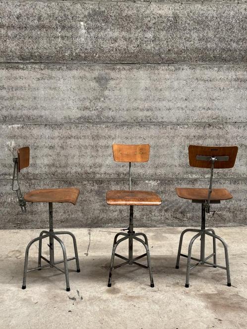 Set van 3 vintage Bozo bureaustoelen, Huis en Inrichting, Stoelen, Zo goed als nieuw, Drie, Overige materialen, Overige kleuren
