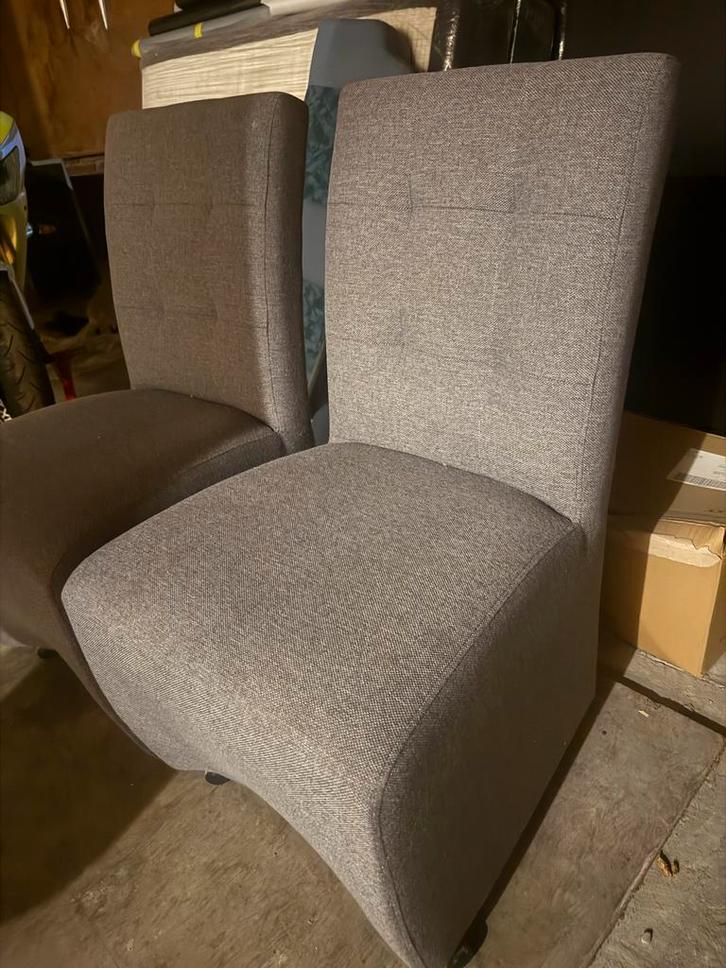 Set van 2 grijze stoelen, Huis en Inrichting, Stoelen, Gebruikt, Twee, Stof, Grijs, Ophalen