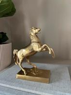 Messing/bronzen beeldje – steigerend paard op voetstuk, Antiek en Kunst, Ophalen of Verzenden