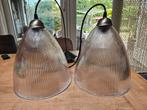 2 Glazen Hanglampen, Huis en Inrichting, Ophalen, Gebruikt, Glas, Modern