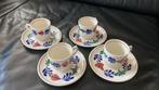 4 boerenbont espresso kopjes Boch, Ophalen of Verzenden, Zo goed als nieuw, Kop(pen) en/of Schotel(s), Aardewerk