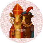 L752 ouwel sint en piet koe 20x4,7cm eetbare cupcake rondjes, Ophalen of Verzenden, Nieuw, Cupcakes, Versiering
