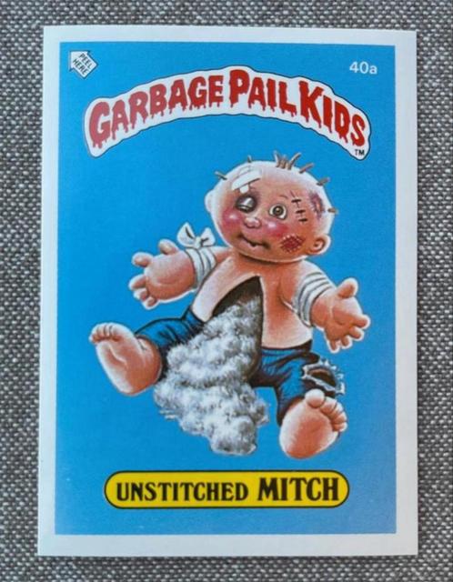 Garbage Pail Kids 1985 | UK Series 1 | Unstitched Mitch #40a, Hobby en Vrije tijd, Stickers en Plaatjes, Zo goed als nieuw, Sticker