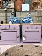 2 nachtkastjes roze ladekastjes vintage meidenkast eiken, Ophalen