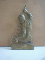 biljartspeler metaal relief vintage, Verzenden