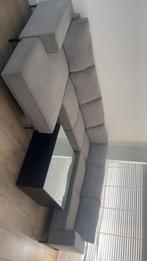 Grijze hoekbank/blok tafel, Huis en Inrichting, Ophalen, Gebruikt, Hoekbank, Stof