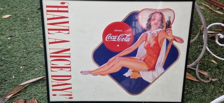 Coca Cola Pin Up reclame advertentie (brocante), Verzamelen, Merken en Reclamevoorwerpen, Gebruikt, Reclamebord, Ophalen of Verzenden