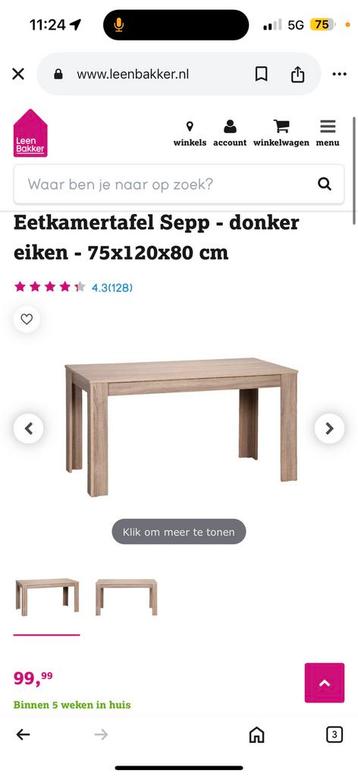 Eettafel Leen Bakker  beschikbaar voor biedingen