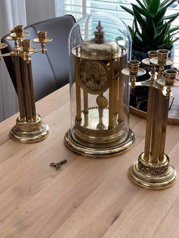 Uniek pendule stel met kandelaars, Antiek en Kunst, Antiek | Klokken, Ophalen