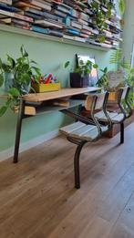 Oud Frans schooltafeltje vintage, Ophalen, Gebruikt, Twee, Bruin