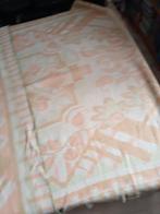 PVZ ?  roze groen wollen deken. Bloemen narcissen  225-173cm, Tweepersoons, Ophalen of Verzenden, Roze, Deken of Dekbed