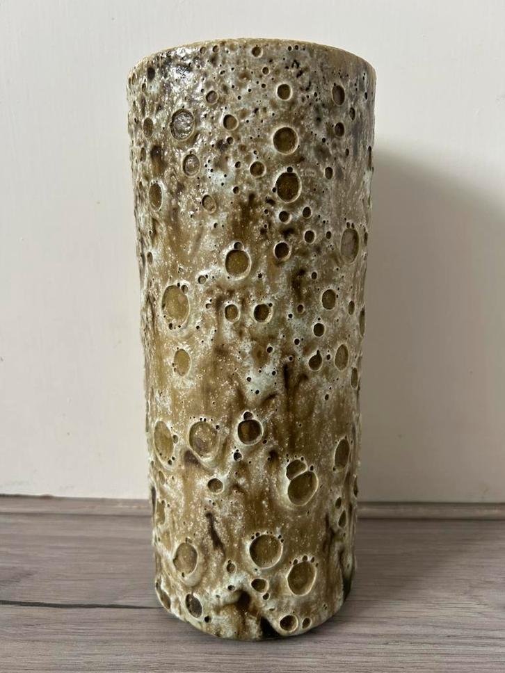 Pieter Groeneveldt grote kokervaas keramiek 1970's, Huis en Inrichting, Woonaccessoires | Vazen, Zo goed als nieuw, Minder dan 50 cm