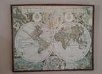 Oude ingelijste wereld kaart., Boeken, Atlassen en Landkaarten, Ophalen of Verzenden, 1800 tot 2000, Wereld, Landkaart