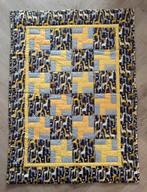 Quilted kleed grijs / geel 114 cm x 83,5 cm, 100 tot 150 cm, Zo goed als nieuw, Grijs, Rechthoekig