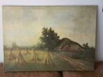 Olieverf boerderij met korenschoven v. Meren, Antiek en Kunst, Kunst | Schilderijen | Klassiek, Ophalen