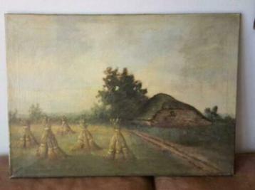 Olieverf boerderij met korenschoven v. Meren beschikbaar voor biedingen