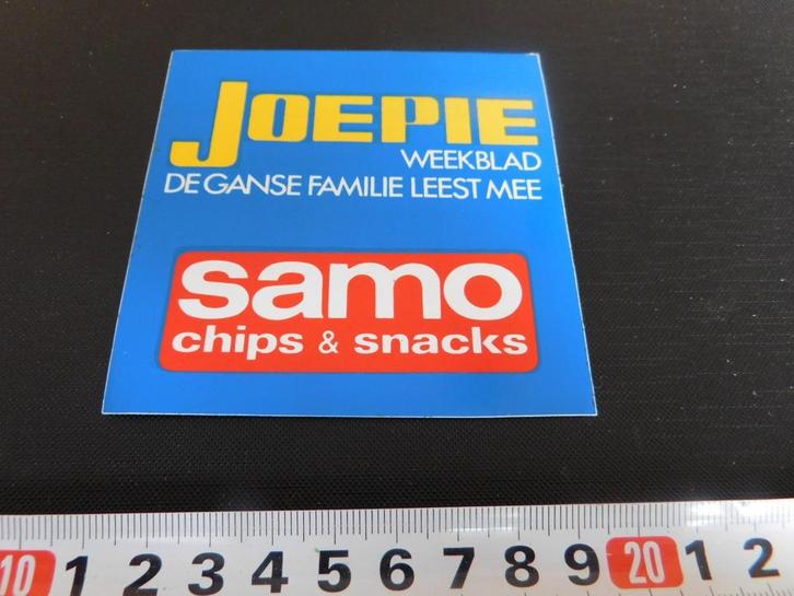 sticker België  JOEPIE weekblad SAMO chips & snacks, Verzamelen, Stickers, Zo goed als nieuw, Ophalen