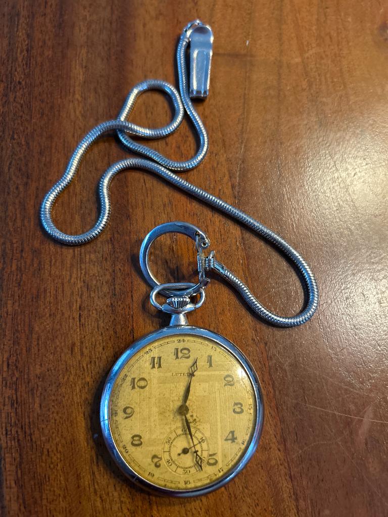 Vintage mechanisch zakhorloge “Lutetia” – ca. 1920, Overige materialen, Gebruikt, Overige voorstellingen, Verzenden