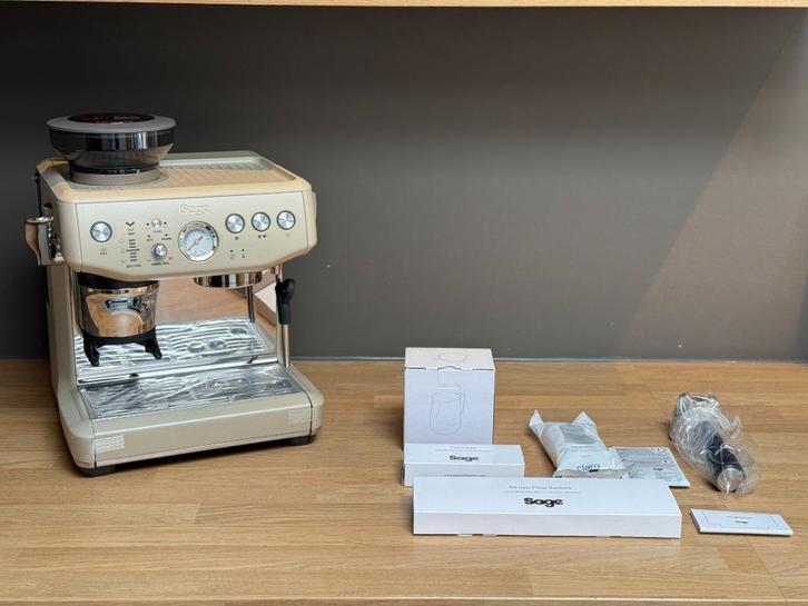 Sage Barista Express Impress Almond Nougat, Garantie, Witgoed en Apparatuur, Koffiezetapparaten, Zo goed als nieuw, Koffiebonen